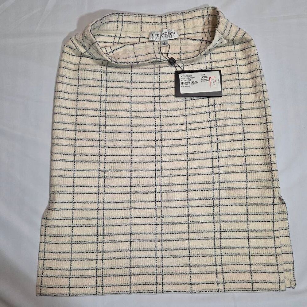 ST. JOHN COLLECTION WOOL TWEED PENCIL SKIRT BLACK WHITE WOMENS SIZE 2 $485 NWT - Picture 2 of 6